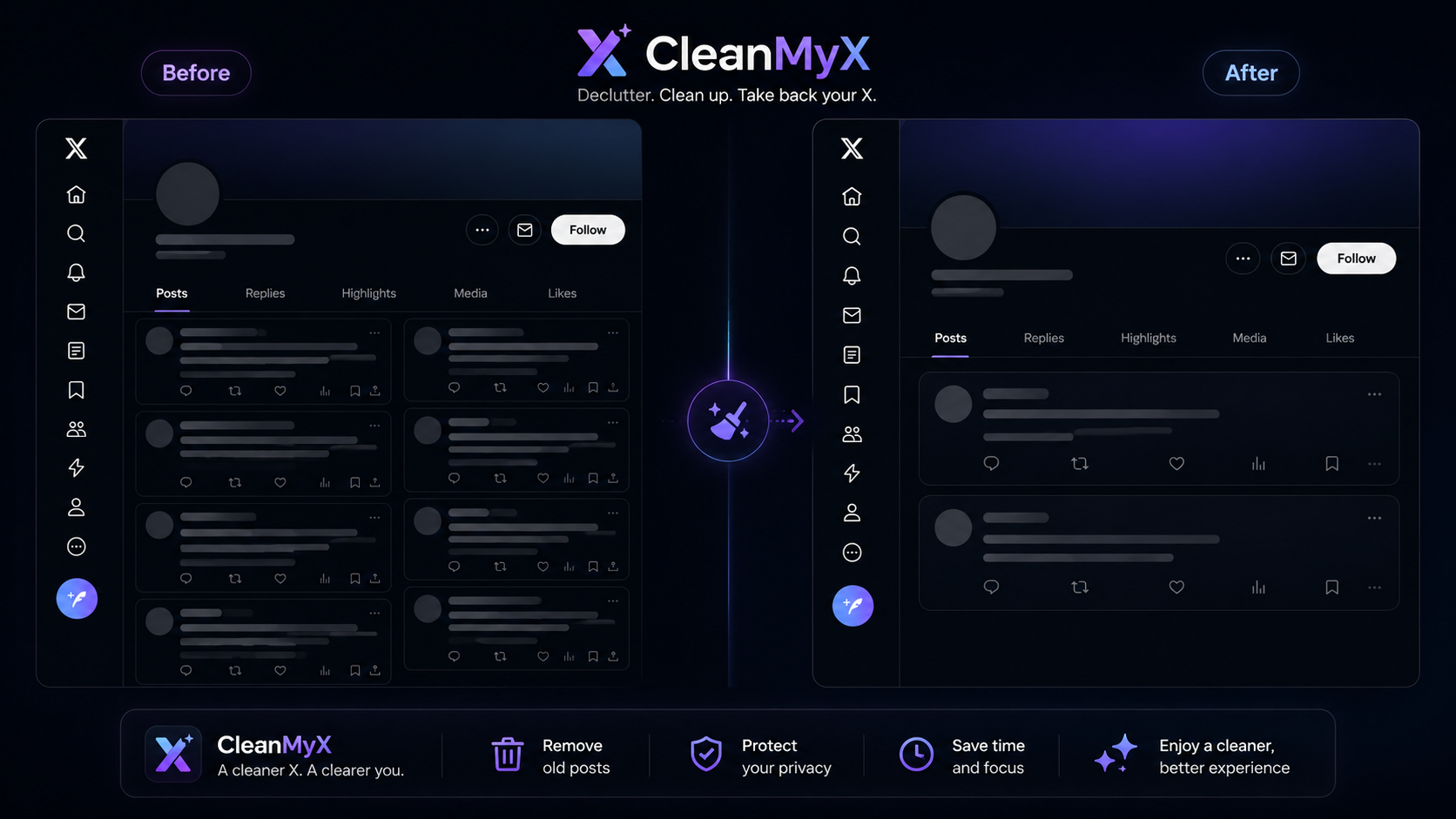 CleanMyX before and after cleanup visual